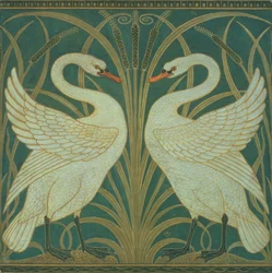 Tapetdesign för panel av Swan, Rush och Iris